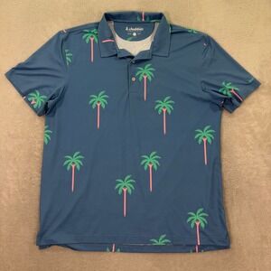 Chubbies Mens XXL Polo Shirt Adult Blue Palm Tree Tee Performance Golf Tropical